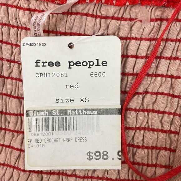 Free People Oceanside Red Strapless Crochet Mini Dress Size XS NEW - Picture 5 of 10